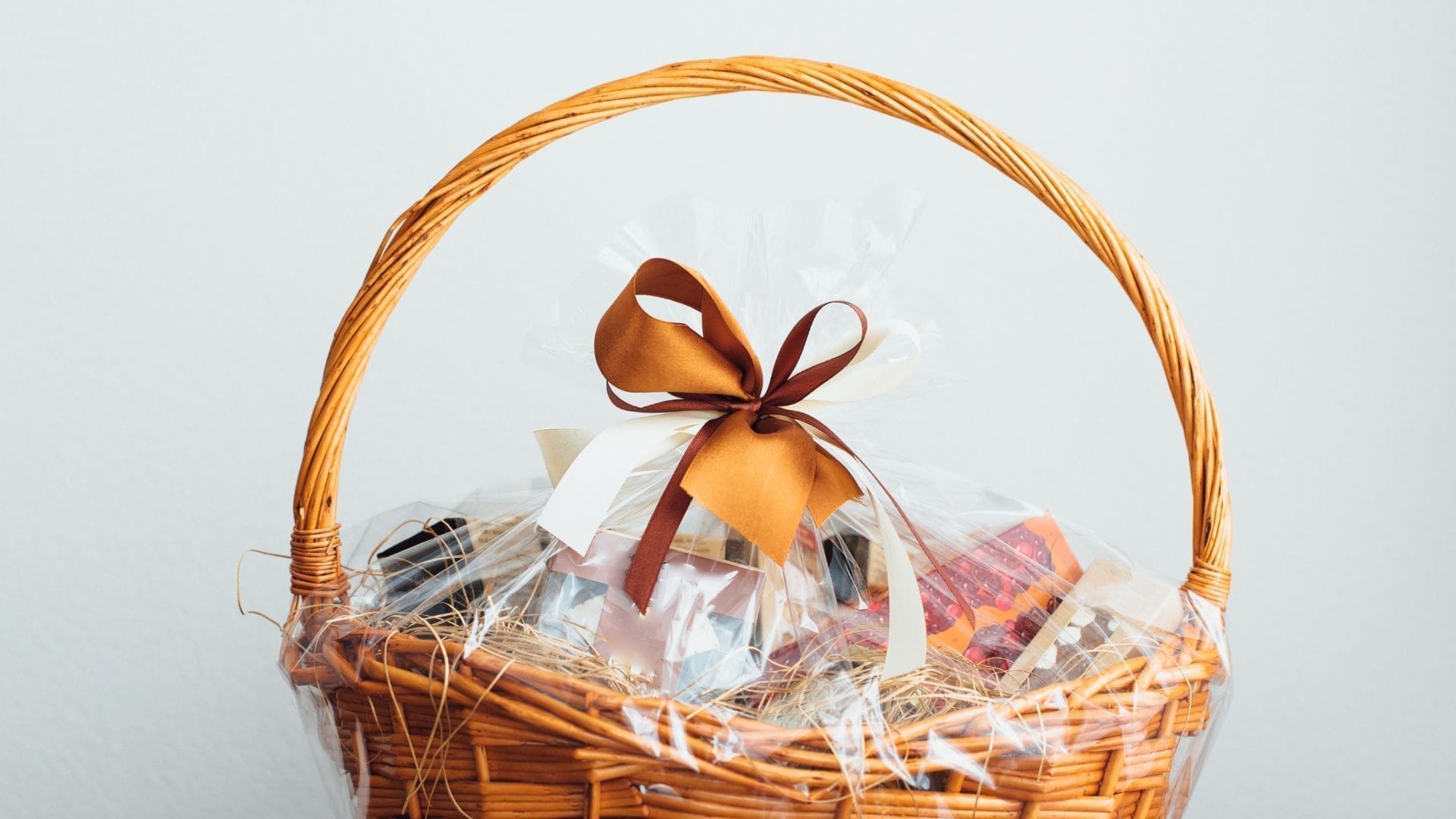 gift basket on gray background